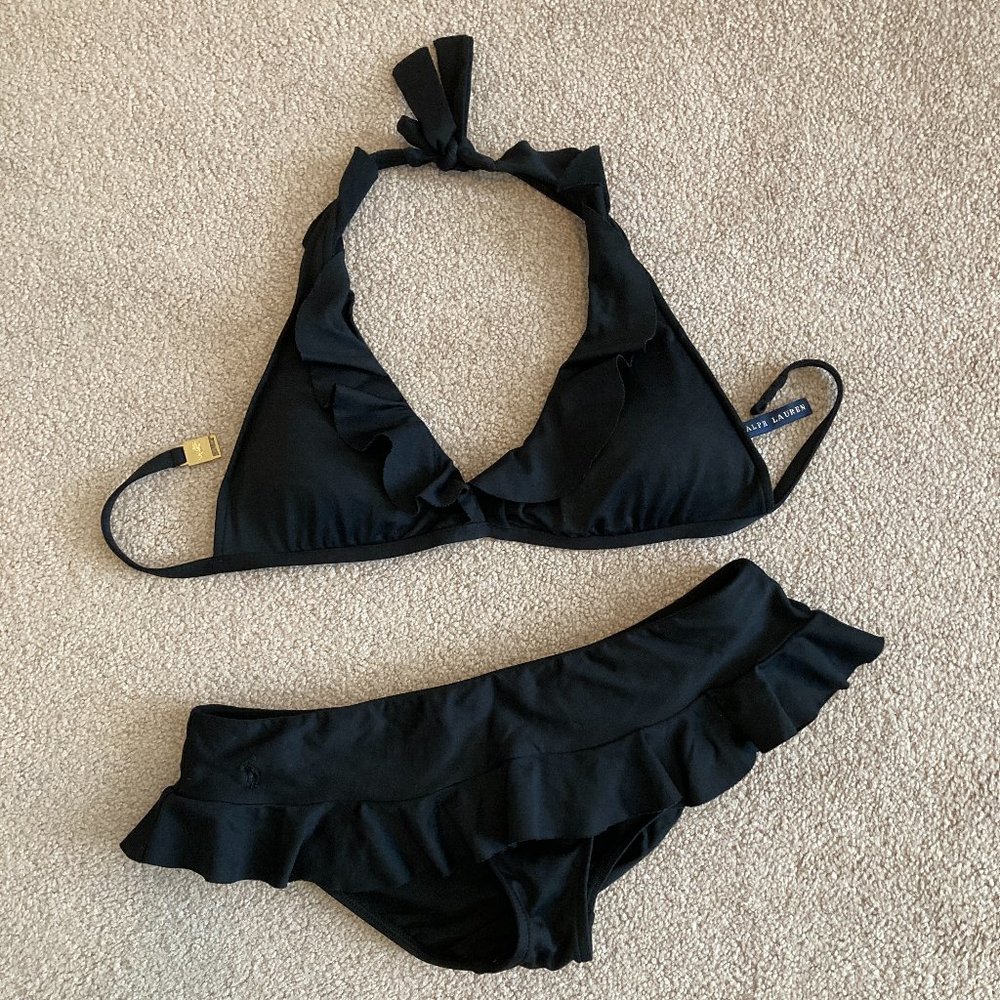 Ralph Lauren black ruffle bikini